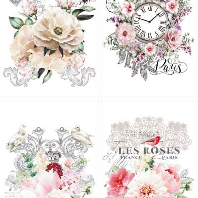 Transfer Decorativo · Les Roses II · 88,5×58 cm en 4 hojas Hokus Pokus