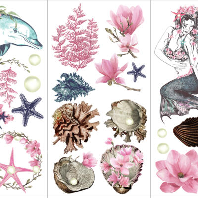 Transfer Decorativo · The Mermaid · 88,5×58 cm en 3 hojas de Hokus Pokus