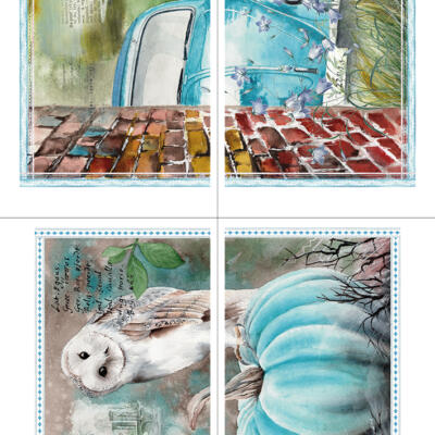 Transfer Decorativo · The Owl and his Buggy · 88,5×58 cm en 4 hojas de Hokus Pokus