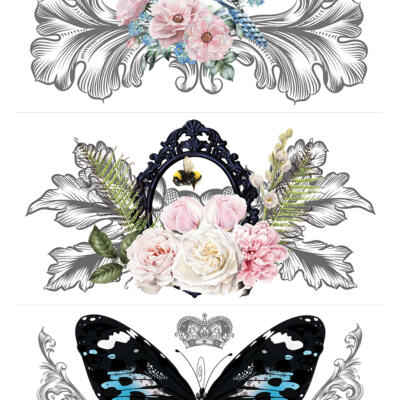 Transfer Decorativo · Fleurs et Vie · 88,5×58 cm en 3 hojas de Hokus Pokus