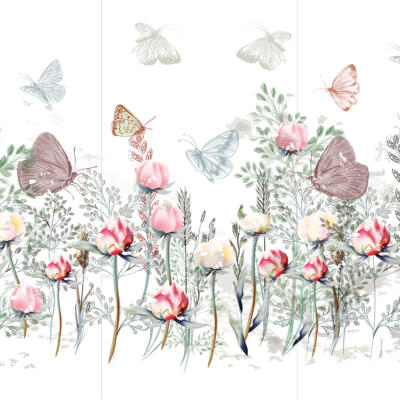 Transfer Decorativo · Peony Fields · 88,5×58 cm en 3 hojas de Hokus Pokus
