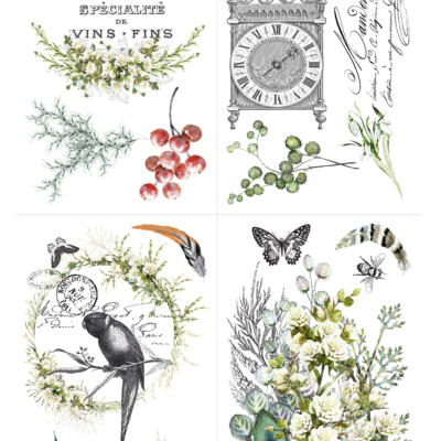 Transfer Decorativo · L´horloge · 88,5×58 cm en 4 hojas de Hokus Pokus