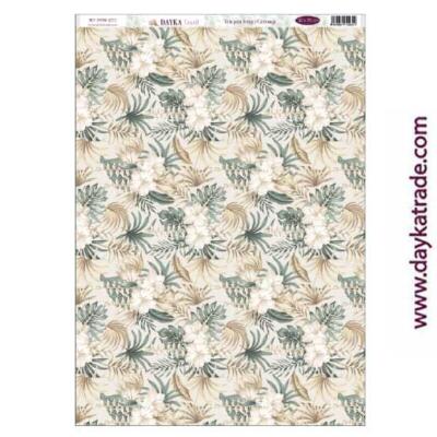 Tela para scrap y cartonaje 32×70 cm Fondo flores tropicales