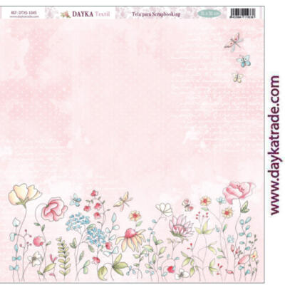 Tela para Scrapbooking 30,5×30,5cm – Fondo paisaje flores