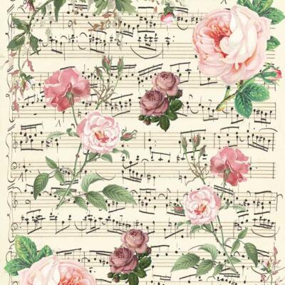 Papel de arroz 54x33cm Musical Flowers