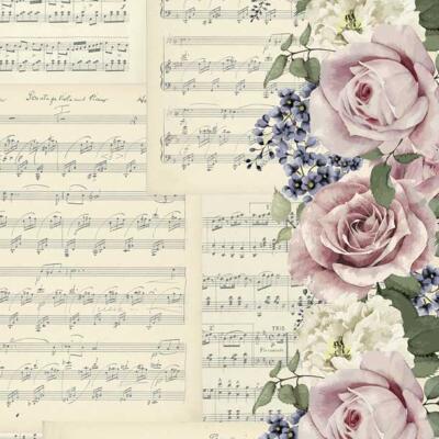 Papel de arroz 54x33cm Notes &Flowers