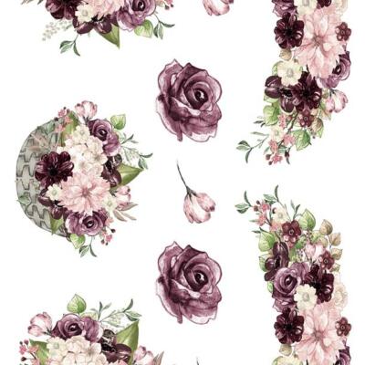 Papel de arroz 54x33cm Purple Bouquet