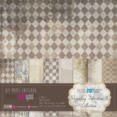 Kit 8 Papel Scrap Tela 125gr. 12″ x 12″ (Wizarding Adventure II)