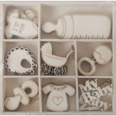 SURTIDO FORMAS DE MADERA »Bebé» 40 pzs. ARTIS DECOR