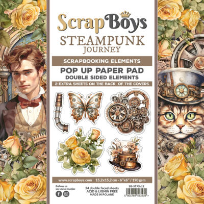 Set de papeles Recortable 15X15 cm Steampunk Journey