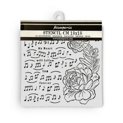 Thick stencil 18X18cm Precious music and peony