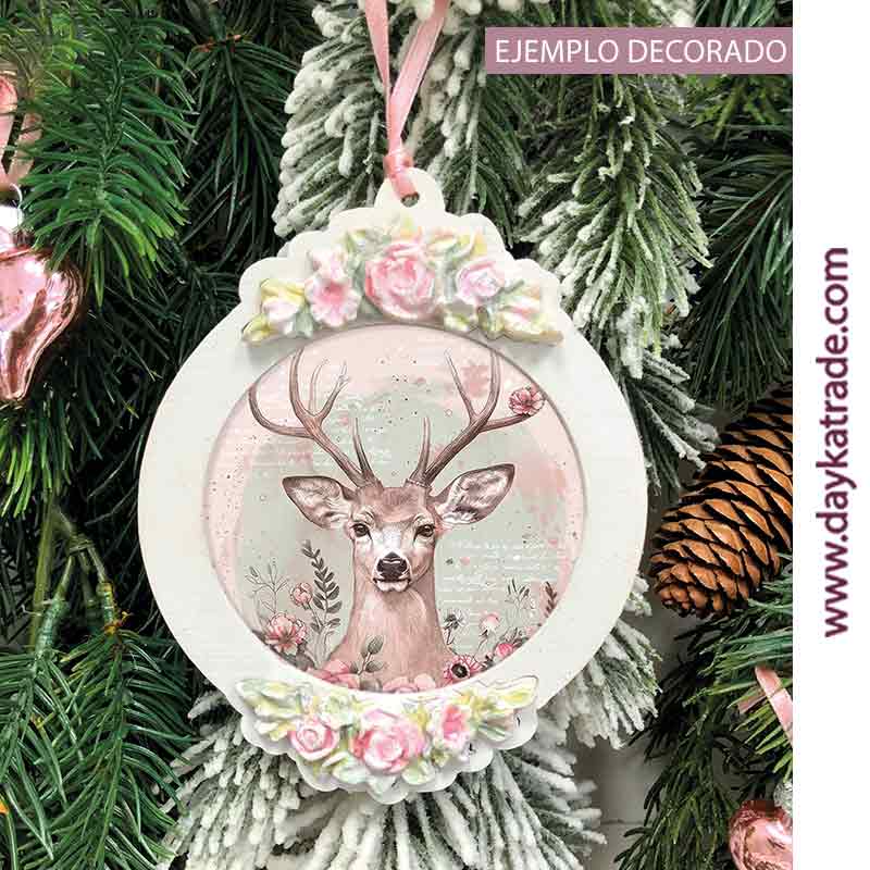 Bola de navidad redonda con resina floral 10 x 13 cm 4 Bola de navidad redonda con resina floral 10 x 13 cm - Imagen 2