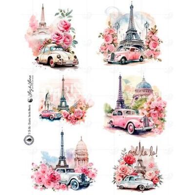 Transfer DTF textil · Shabby Paris 06 · A4 · Luz de Luna