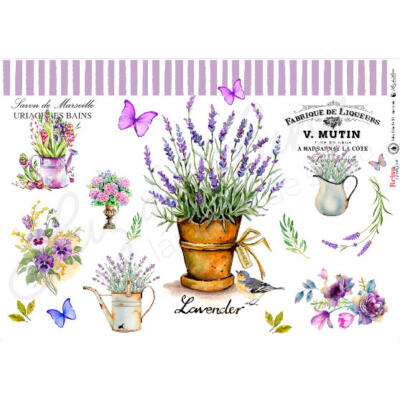 Transfer DTF textil · Tiesto Lavanda · A4 · Luz de Luna
