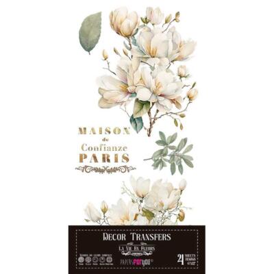Transfer decorativo · Magnolias · 4 hojas de 15×30 cm PFY