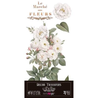 Transfer decorativo · Rosas Blancas · 4 hojas de 15×30 cm PFY