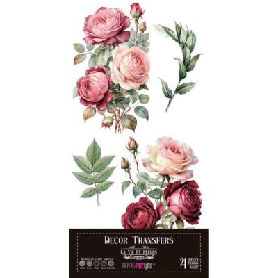 Transfer decorativo · Rosado · 4 hojas de 15×30 cm PFY