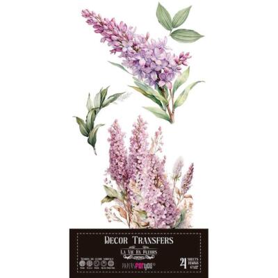 Transfer decorativo · Lilases · 4 hojas de 15×30 cm PFY
