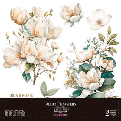 Transfer decorativo · Magnolias · 2 hojas de 30×30 cm PFY