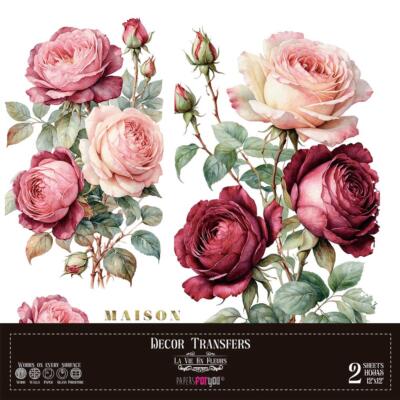 Transfer decorativo · Rosado · 2 hojas de 30×30 cm PFY