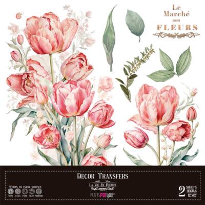Transfer decorativo · Tulipanes · 2 hojas de 30×30 cm PFY