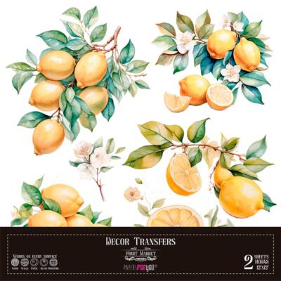 Transfer decorativo · Limones · 2 hojas de 30×30 cm PapersForYou