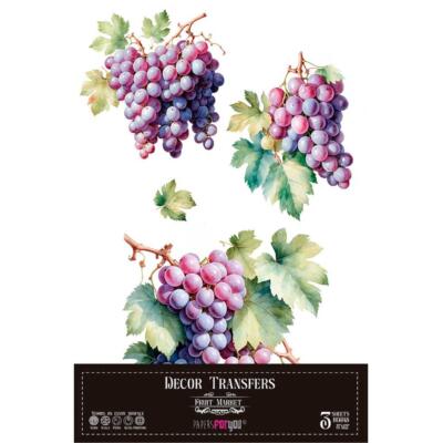 Transfer decorativo · Uvas · 3 hojas de 20×30 cm PapersForYou