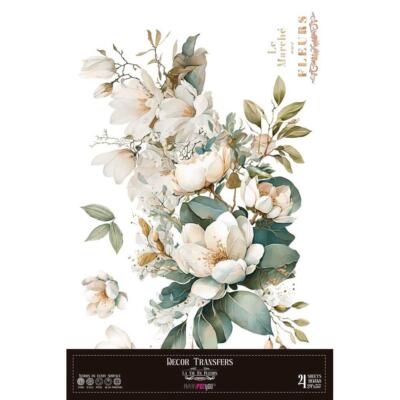 Transfer decorativo · Magnolias · 60×90 cm en 4 hojas PapersForYou