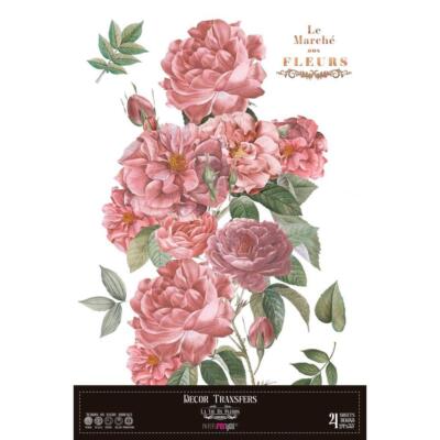 Transfer decorativo · Rosas · 60×90 cm en 4 hojas PapersForYou