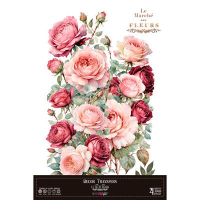 Transfer decorativo · Rosas · 60×90 cm en 4 hojas PapersForYou