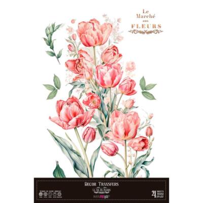 Transfer decorativo · Tulipanes · 60×90 cm en 4 hojas PapersForYou