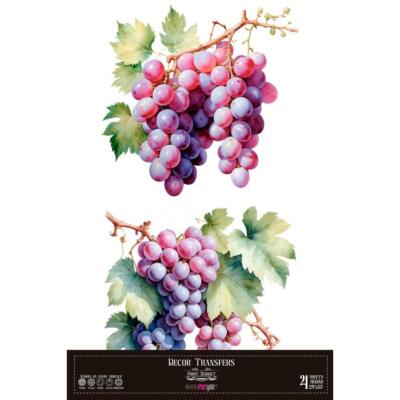 Transfer decorativo · Uvas · 60×90 cm en 4 hojas PapersForYou