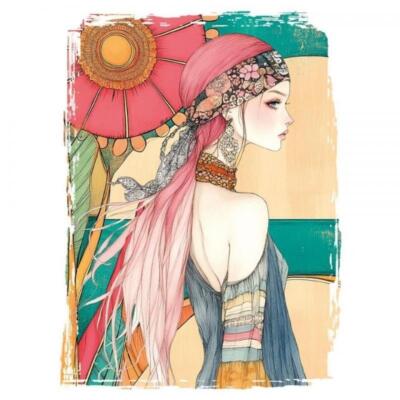 Transfer textil 25x30cm Boho Girl 4