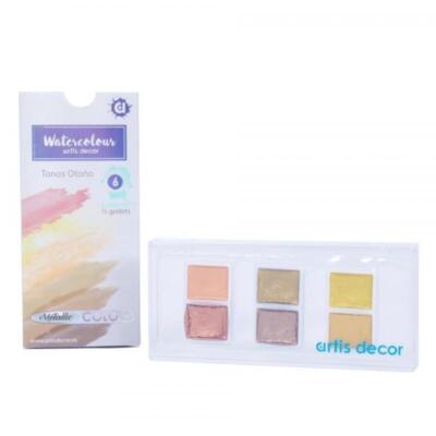 Set 6 acuarelas 1/2 Godet metallic tonos Otoño