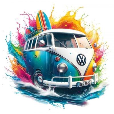 Transfer DTF textil · Furgo Hippie 1 · 24×23 cm · Artis Decor