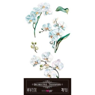 Transfer decorativo · White Orchid · 4 hojas de 15×30 cm PFY
