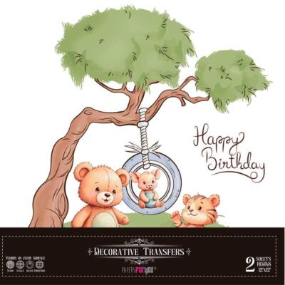 Transfer decorativo · Happy Birthday · 2 hojas de 30×30 cm PapersForYou