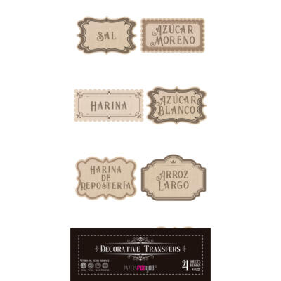 Transfer Decorativo · Etiquetas de Cocina· 4 hojas de 15×30 cm PapersForYou