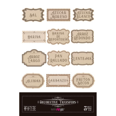 Transfer Decorativo · Etiquetas de Cocina · 3 hojas de 20×30 cm PapersorFYou
