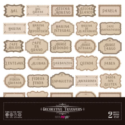 Transfer Decorativo · Etiquetas de Cocina · 2 hojas de 30×30 cm PapersForYou