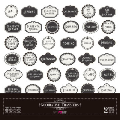 Transfer Decorativo · Botes de Especias · 2 hojas de 30×30 cm PapersForYou