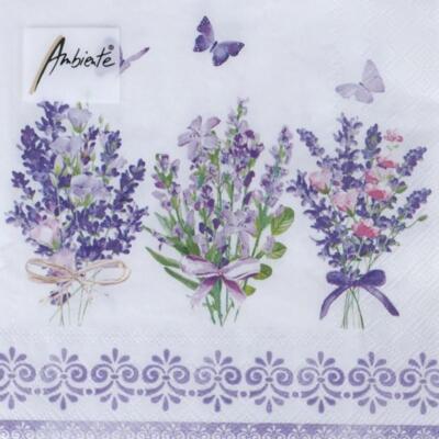 Servilleta 33X33cm. Unidad –  Lovely Lavender White