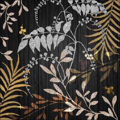 Servilleta 33X33cm. Unidad –  Luxury Leaves Black