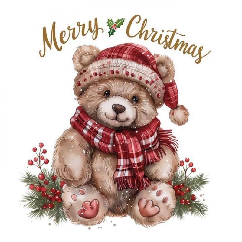 Transfer Dtf Textil 24X23cm. Christmas Bear 3 Transfer Dtf Textil 24X23cm. Christmas Bear