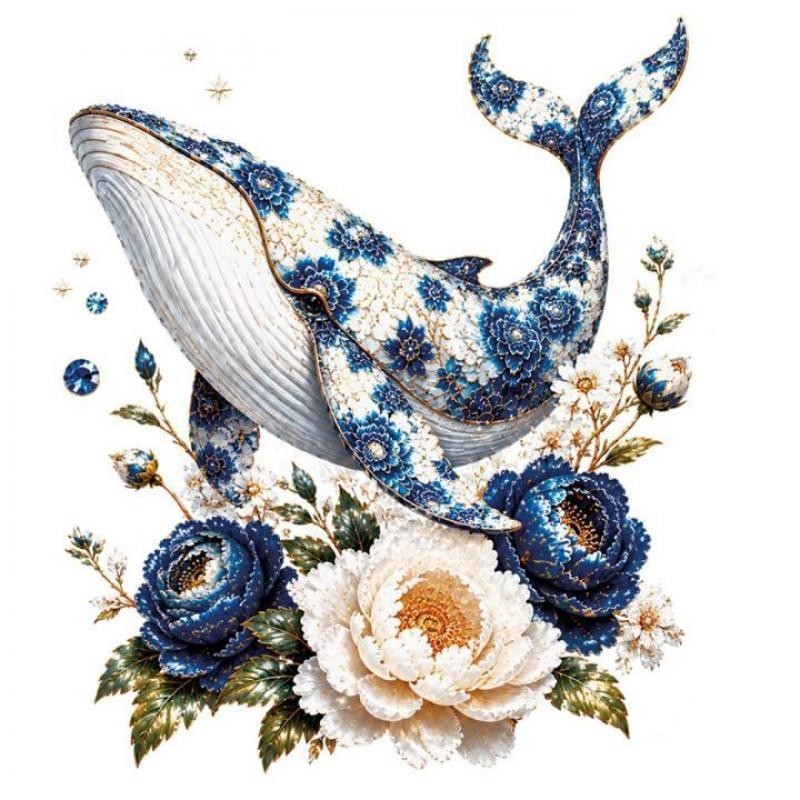Transfer Dtf Textil 24X23cm. Porcelain Whale 1 Transfer Dtf Textil 24X23cm. Porcelain Whale