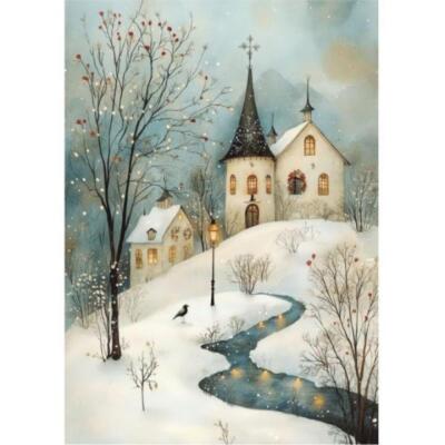 Transfer Dtf Textil 25X30cm. Snowy Christmas Landscape